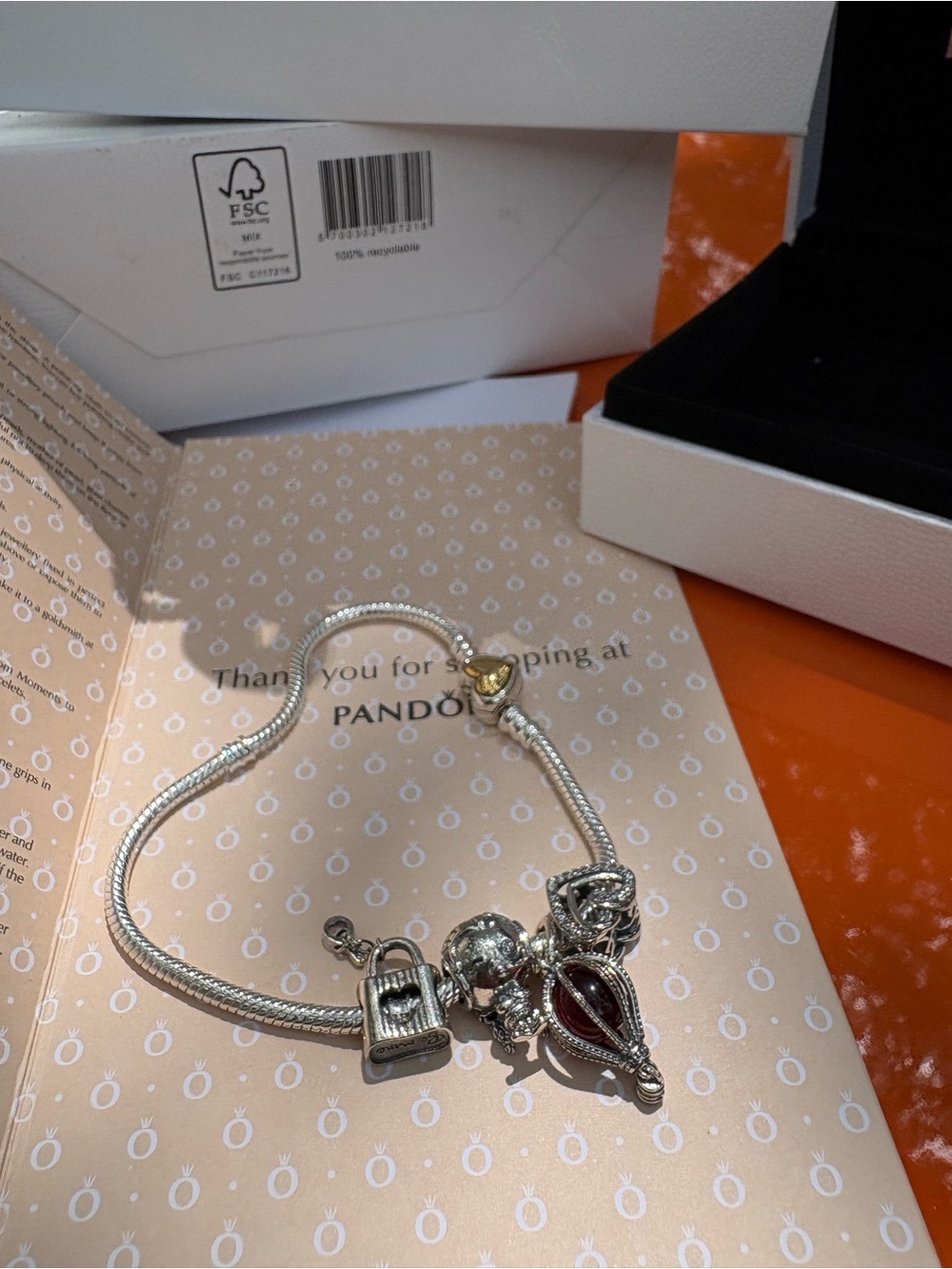 luxury inspired Silver Charm Bracelet with Red Accent Charms